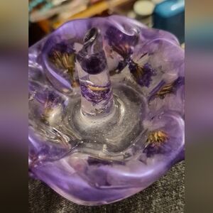 Purple Floral Resin Candle Holder